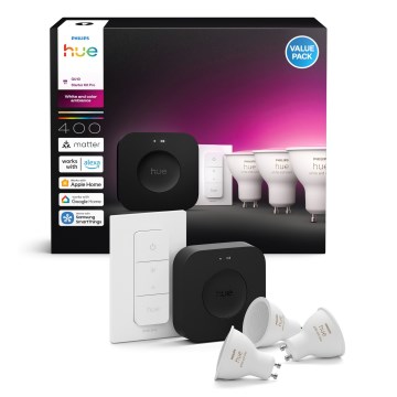 Osnovni komplet Philips Hue WHITE AND COLOR AMBIANCE 3xGU10/4,2W 2000-6500K + naprava za povezovanje