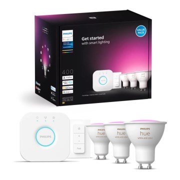 Osnovni komplet Philips Hue WHITE AND COLOR AMBIANCE 3xGU10/4,2W/230V 2000-6500K + naprava za medsebojno povezovanje