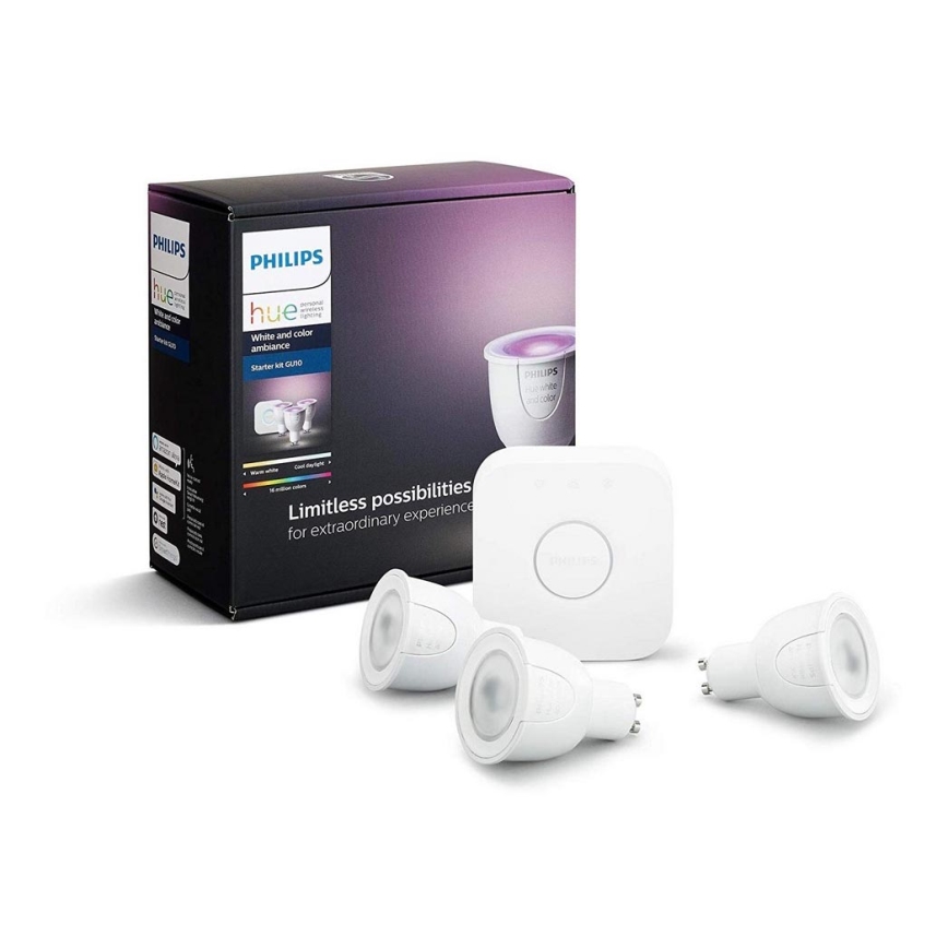 Osnovni komplet Philips Hue WHITE AND COLOR AMBIANCE 3xGU10/6,5W/230V 2000-6500K