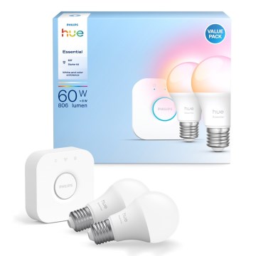 Osnovni komplet Philips Hue White And Color Ambiance Essential 2xE27/8W/230V 2200-6500K + naprava za povezavo
