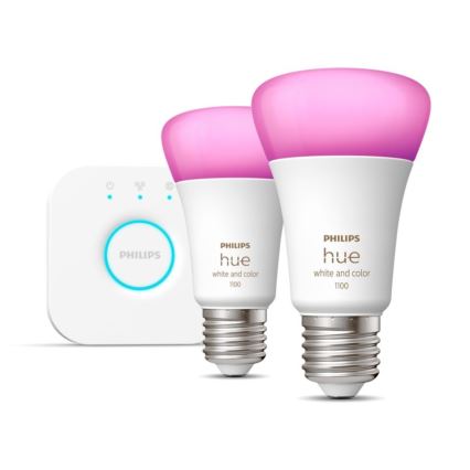 Osnovni set Philips Hue WHITE AND COLOR AMBIANCE 2xE27/9W/230V 2000-6500K + povezovalna naprava