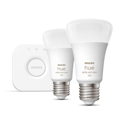 Osnovni set Philips Hue WHITE AND COLOR AMBIANCE 2xE27/9W/230V 2000-6500K + povezovalna naprava