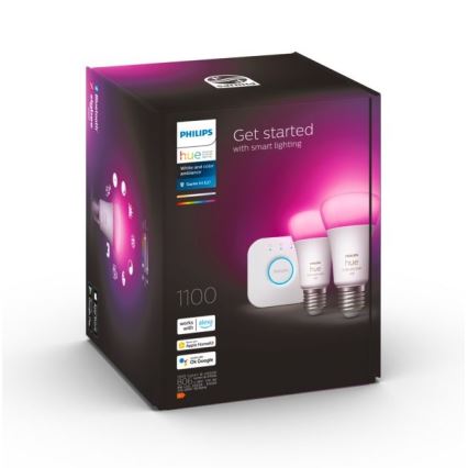 Osnovni set Philips Hue WHITE AND COLOR AMBIANCE 2xE27/9W/230V 2000-6500K + povezovalna naprava