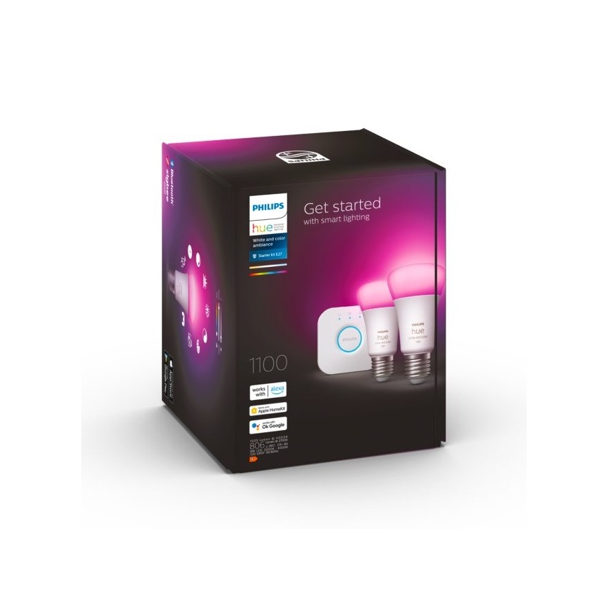 Osnovni set Philips Hue WHITE AND COLOR AMBIANCE 2xE27/9W/230V 2000-6500K + povezovalna naprava