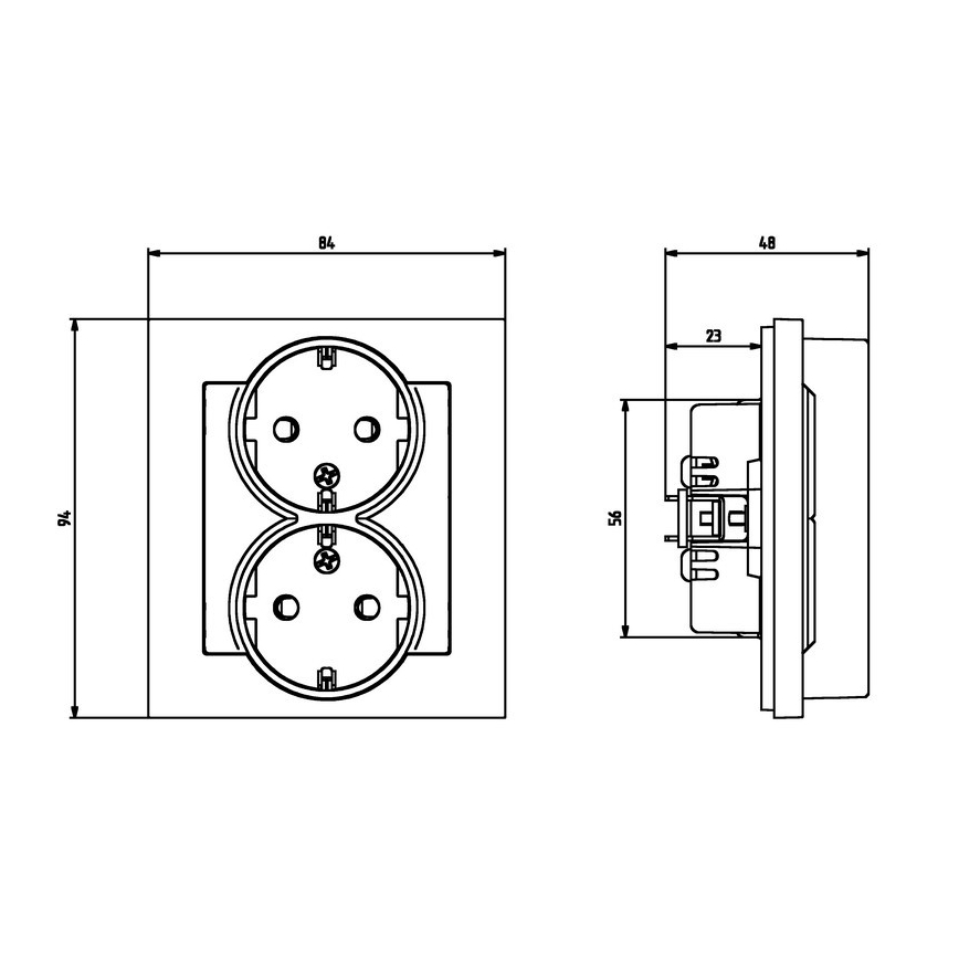 Ospel - Dvojna vtičnica za domačo uporabo s okvirjem SCHUKO 230 V SONATA, bela