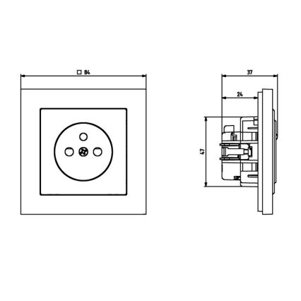 Ospel - Hišna vtičnica brez okvirja 230V + 1xUSB-A + 1xUSB-C SONATA črna