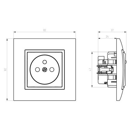 Ospel - Stenska vtičnica brez okvirja 230V + 1xUSB-A + 1xUSB-C ARIA bela