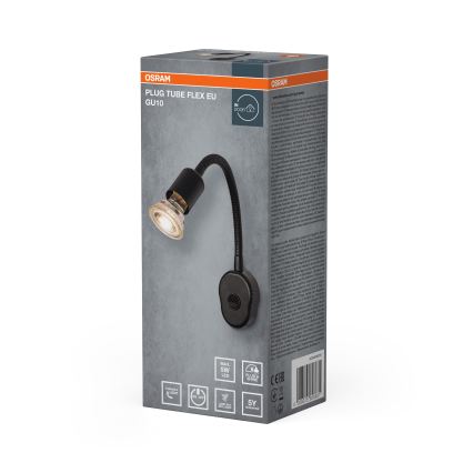 Osram - Fleksibilna stenska svetilka PLUG TUBE FLEX 1xGU10/5W/230V črna
