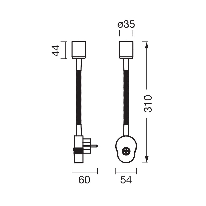 Osram - Fleksibilna stenska svetilka PLUG TUBE FLEX 1xGU10/5W/230V črna