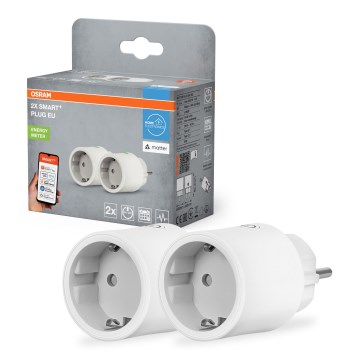 Osram - Komplet 2x pametna vtičnica SMART+ MATTER SCHUKO 2300W/230V/10A Wi-Fi bela