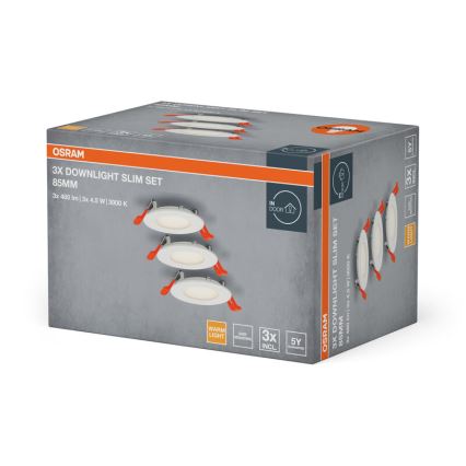 Osram - Komplet 3x LED vgradnih stropnih svetilk SLIM LED/4,5W/230V
