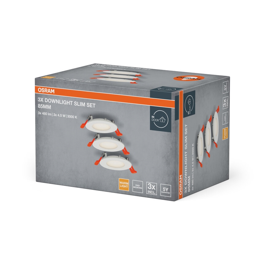 Osram - Komplet 3x LED vgradnih stropnih svetilk SLIM LED/4,5W/230V