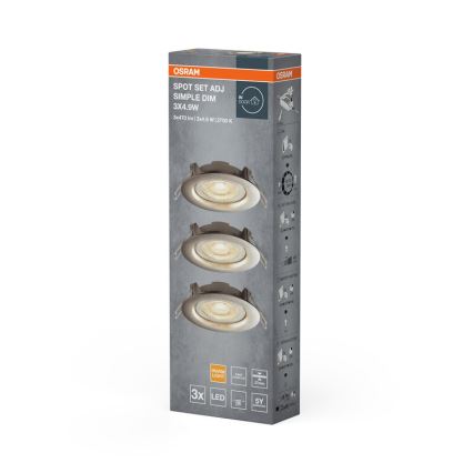 Osram - Komplet 3x zatemnljivih vgradnih stropnih LED svetilk LED/4,9W/230V