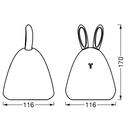 Osram - Otroška nočna LED lučka na dotik TOUCH LED/2,5W/5V 1200 mAh zajček