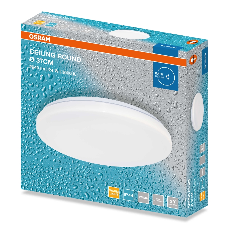 Osram - LED stropna svetilka za kopalnico CEILING ROUND LED/24W/230V 3000K, premer 37 cm, IP44, bela