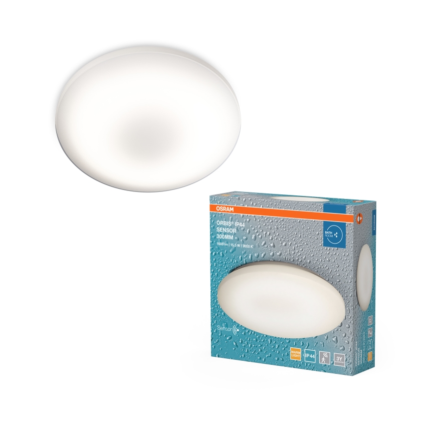 Osram - LED kopalniška stropna svetilka z detektorjem gibanja in senzorjem mraka ORBIS LED/15,5W/230V Ø 30 cm IP44 bela