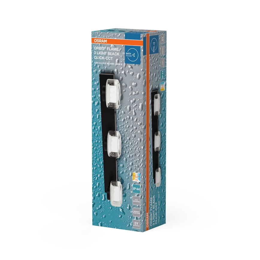 Osram - LED stensko svetilo za kopalnico ORBIS FLAME 3xLED/5,5W/230V 3000/4000K IP44 črno