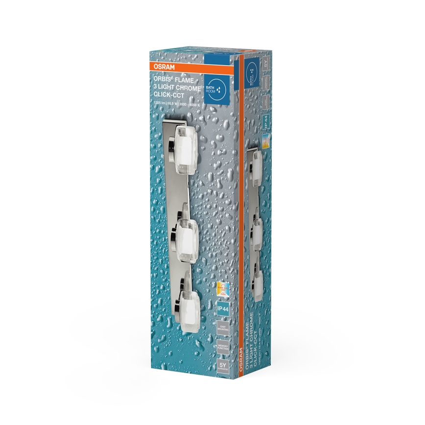 Osram - LED kopalniško stensko svetilo ORBIS FLAME 3xLED/5,5W/230V 3000/4000K IP44 sijajni krom