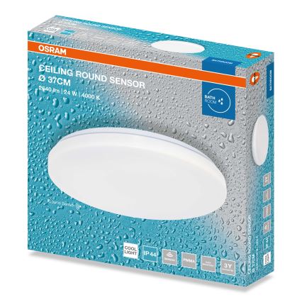 Osram - LED kopalniško stropno svetilo s senzorjem mraka CEILING ROUND LED/24W/230V 4000K pr. 37 cm IP44 bela
