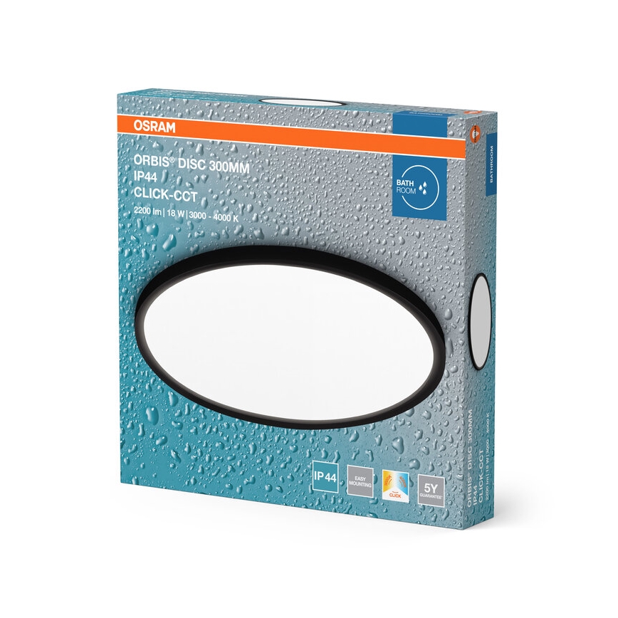 Osram - LED kopalniška stropna svetilka DISC LED/18W/230V 3000/4000K premer 30 cm IP44 črna