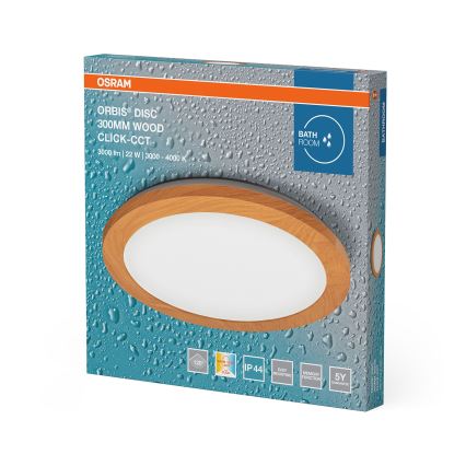 Osram - LED stropna kopalniška svetilka ORBIS DISC LED/22W/230V 3000/4000 K premer 30 cm IP44 rjava