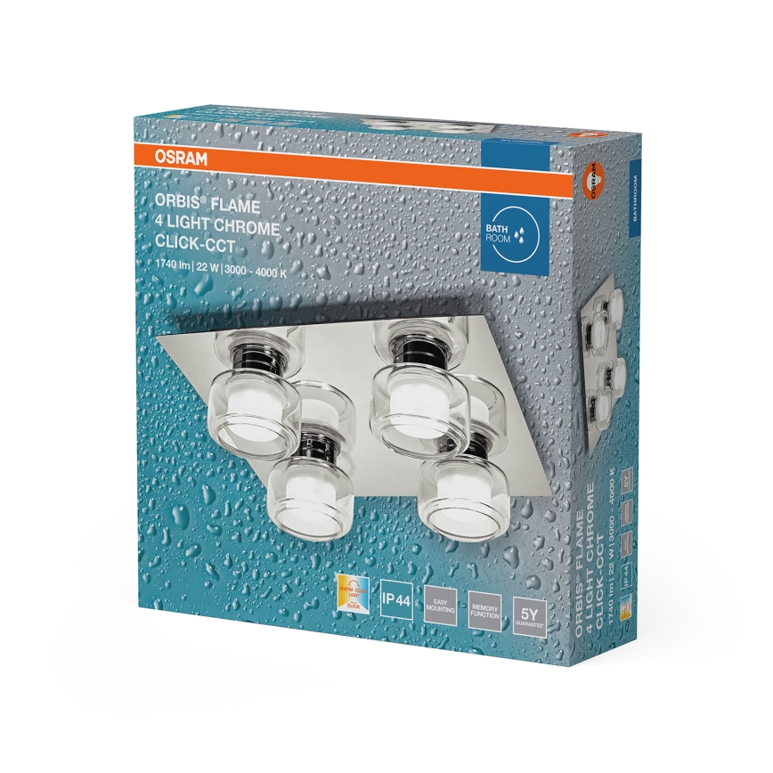 Osram - LED stropna svetilka za kopalnico ORBIS FLAME 4xLED/5,5W/230V 3000/4000K IP44 sijajni krom