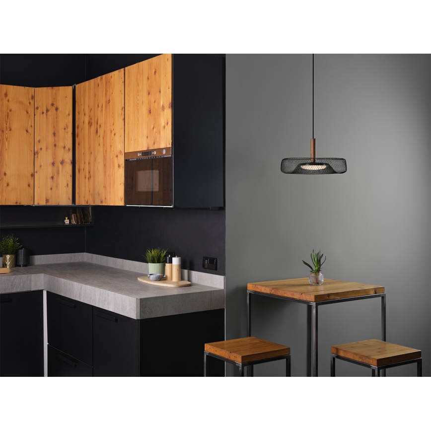 Osram - LED lestenec na kablu DECOR MESH LED/18,5W/230V premer 40 cm črna/kavčukov les