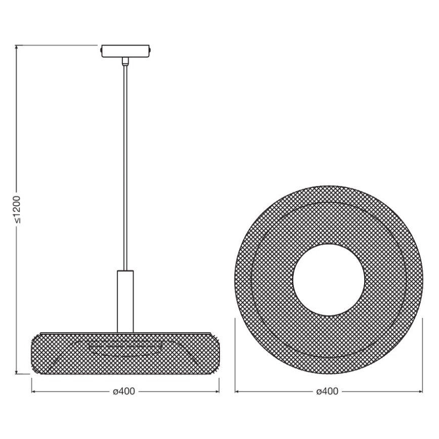 Osram - LED lestenec na kablu DECOR MESH LED/18,5W/230V premer 40 cm črna/kavčukov les