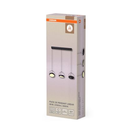 Osram - LED lestenec na kablu DECOR PUCK 3xLED/12W/230V CRI 90 črna