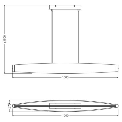Osram - LED lestenec na vrvici DECOR FLAT LED/23W/230V siv