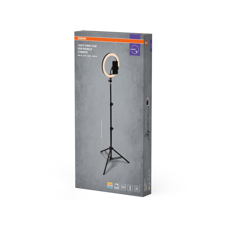 Osram - LED svetilka z nastavljivo svetlostjo, stojalom in držalom za vloganje LED/6W/USB 210 mAh