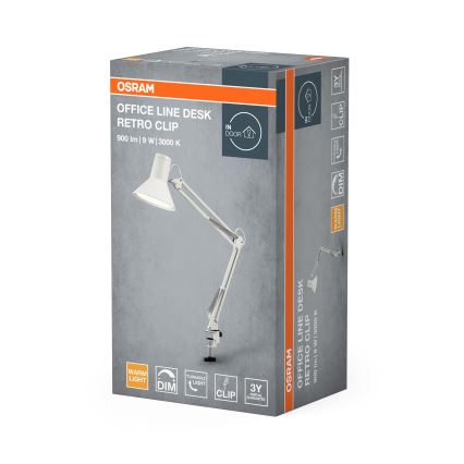 Osram - LED namizna svetilka s sponko in možnostjo zatemnitve OFFICE LINE LED/9W/230V 3000K bela