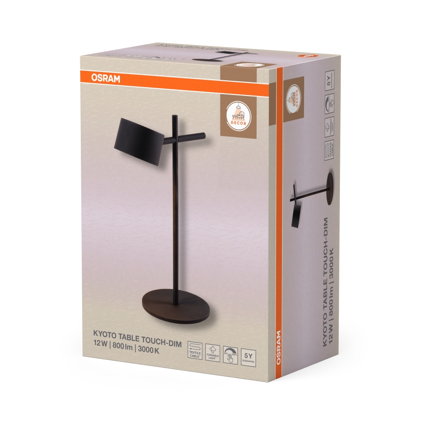 Osram - LED zatemnjevalna na dotik namizna svetilka DECOR KYOTO LED/12W/230V CRI 90 črna