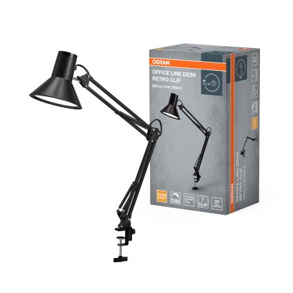 Osram - LED zatemnjevalna namizna svetilka s sponko OFFICE LINE LED/9W/230V 3000K črna