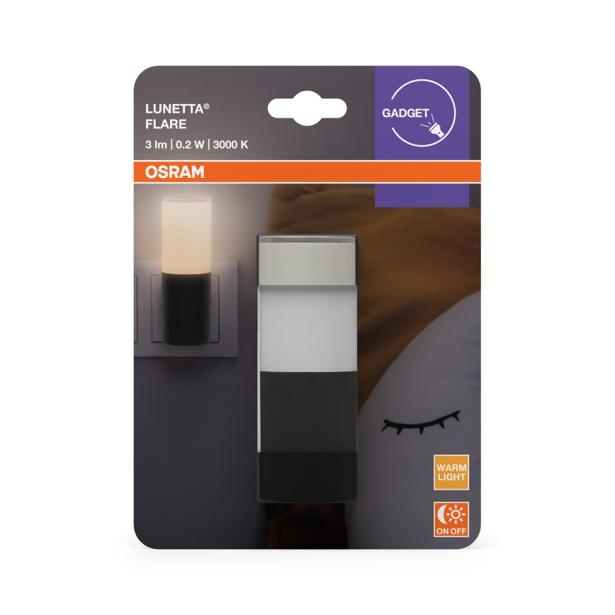 Osram - LED nočna lučka z senzorjem mraka LUNETTA LED/0,2W/230V črna