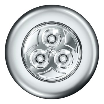 Osram - LED orientacijska svetilka na dotik DOT-IT LED/0,2W/3xAAA premer 6,8 cm srebrna