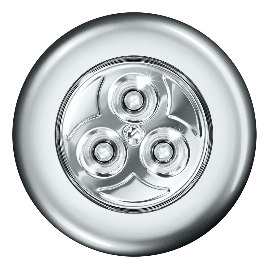 Osram - LED orientacijska svetilka na dotik DOT-IT LED/0,2W/3xAAA premer 6,8 cm srebrna