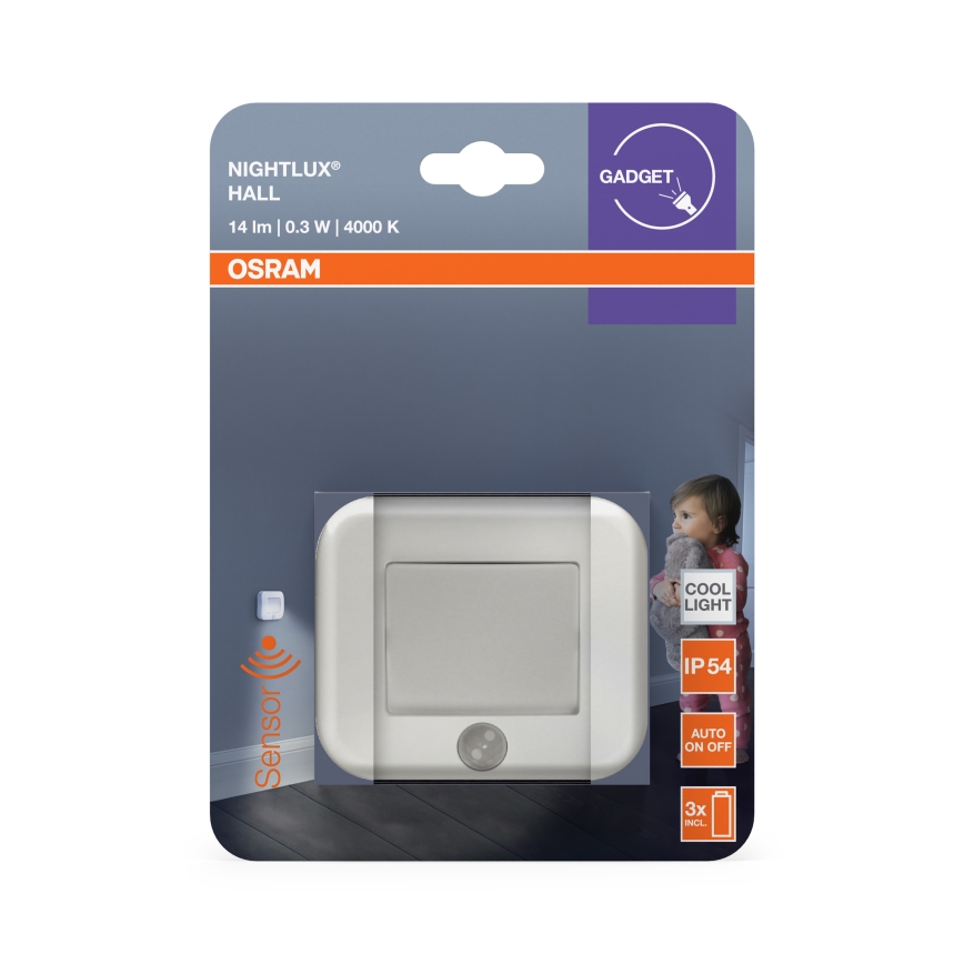 Osram - LED orientacijska svetilka z senzorjem NIGHTLUX LED/0,3W/3xAAA IP54