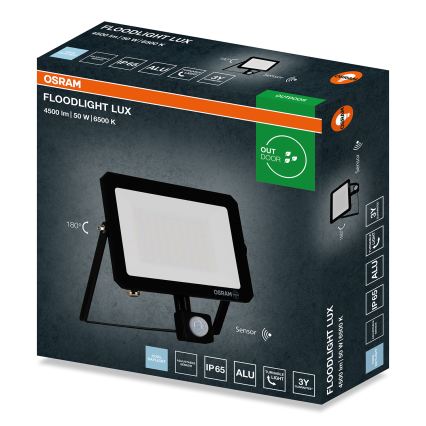 Osram - LED reflektor s senzorjem gibanja in senzorjem za mrak FLOODLIGHT LED/50W/230V 6500K IP65 črna
