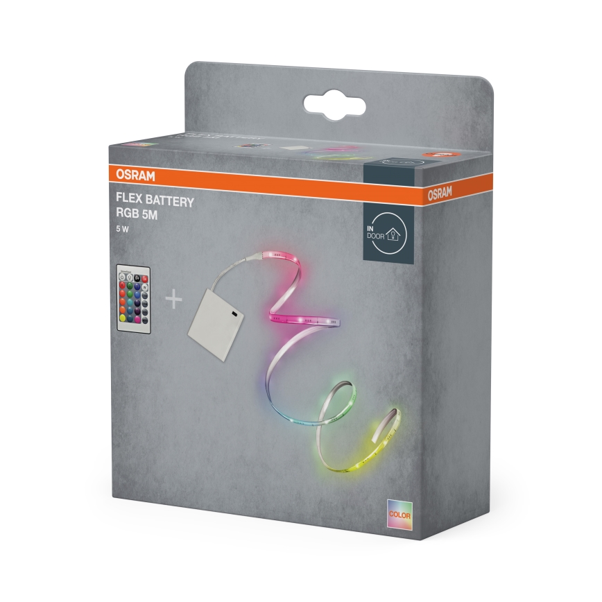 Osram - LED RGB zatemljiv trak FLEX BATTERY 5m LED/5W/4xAA + daljinski upravljalnik