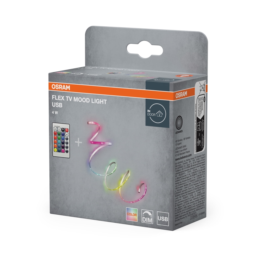 Osram - LED RGB zatemljiv trak FLEX TV MOOD 1,5m LED/4W/5V + daljinski upravljalnik