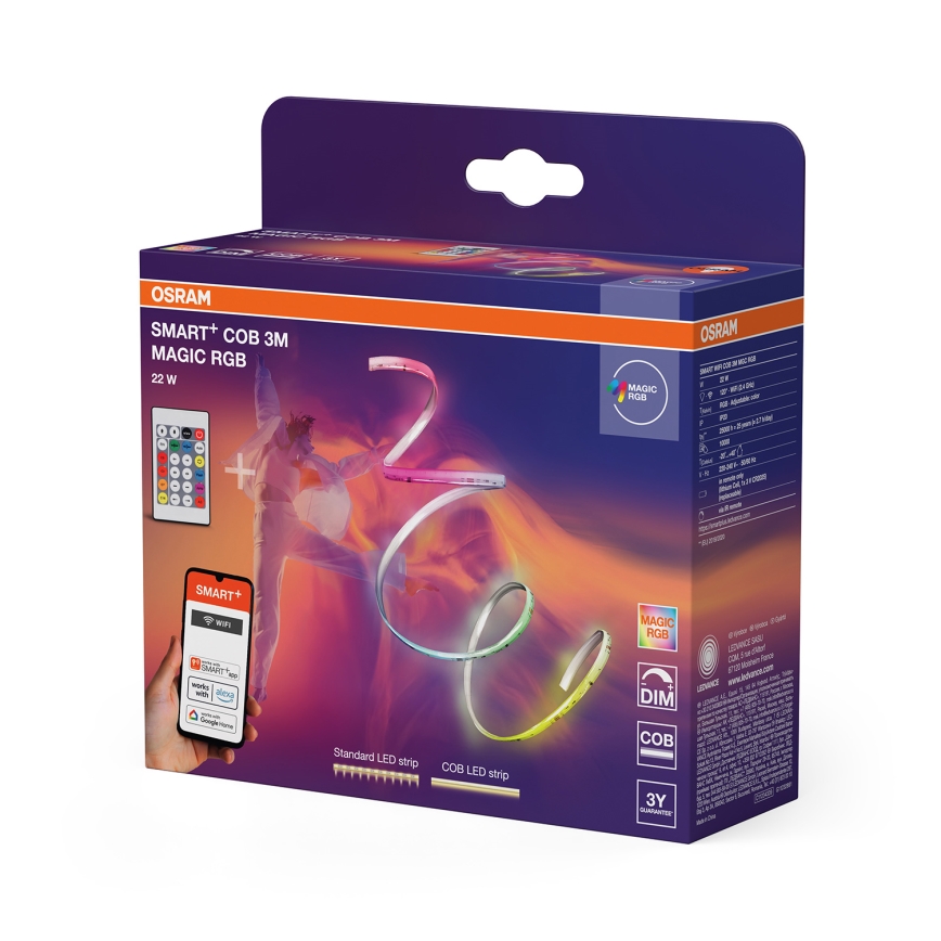 Osram - RGB LED zatemljiv trak SMART+ MAGIC 3m LED/22W/230V Wi-Fi + daljinski upravljalnik