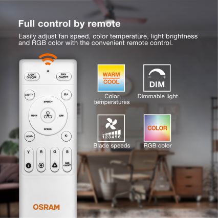 Osram - LED zatemnjiva stropna svetilka z ventilatorjem MURLAN LED/26W/230V 3000-6500K + daljinski upravljalnik