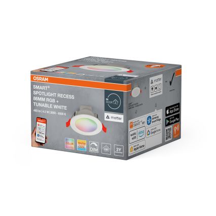 Osram - LED RGB zatemnjevalna vgradna stropna svetilka SMART+ DOWNLIGHT LED/4,5W/230V 3000-6500K Wi-Fi