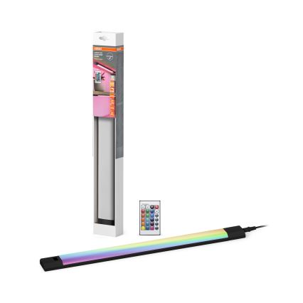 Osram - LED RGBW zatemnjiva svetilka za pod omaro s senzorjem gibanja LINEAR EDGE LED/8W/230V 50 cm črna + daljinski upravljalnik