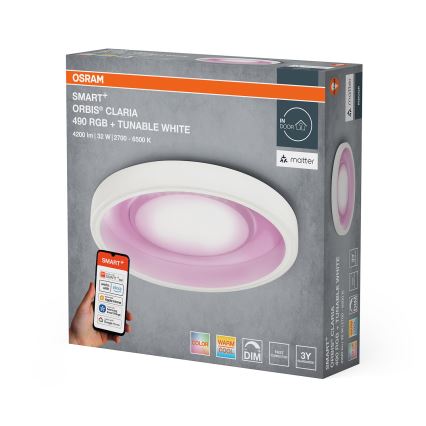 Osram - zatemnjiva stropna LED RGBW svetilka SMART+ CLARIA LED/32W/230V, premer 49 cm, 2700-6500K, Wi-Fi