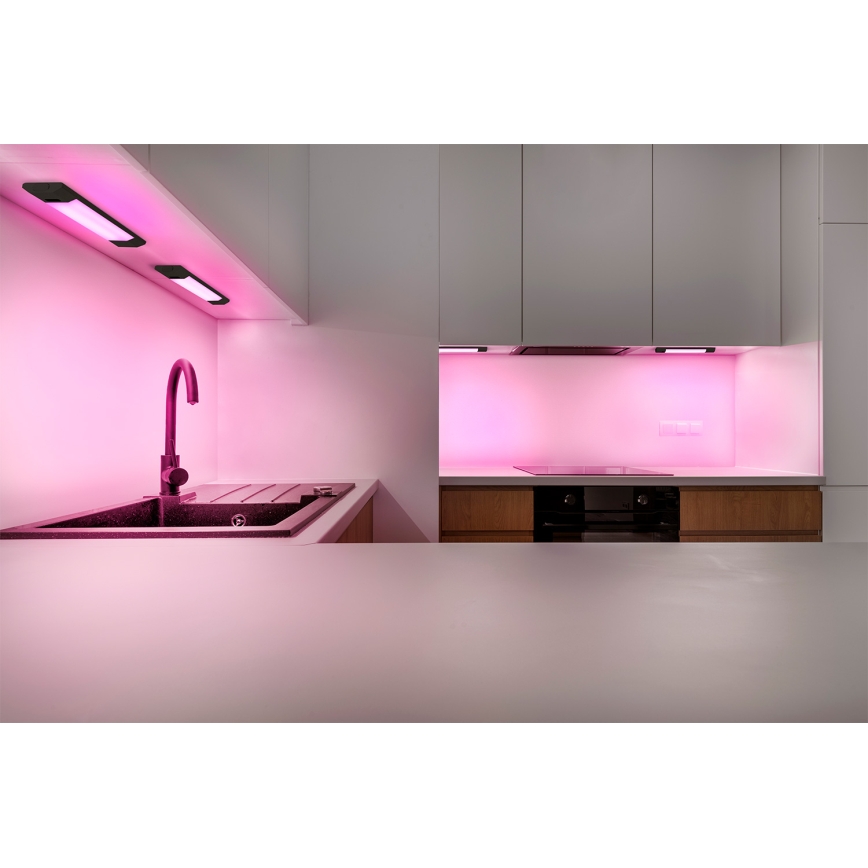 Osram - LED RGBW zatemnljivo svetilo za pod omarico s senzorjem gibanja LINEAR EDGE LED/4W/230V 30 cm črna + daljinski upravljalnik