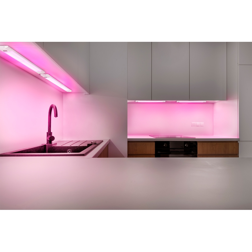 Osram - LED RGBW zatemnljiva svetilka za pod omarice s senzorjem gibanja LINEAR EDGE LED/8W/230V 50 cm bela + daljinski upravljalnik