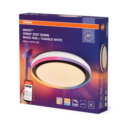 Osram - LED RGBW zatemnljivo stropno svetilo SMART+ MAGIC LED/38W/230V, premer 49 cm, črna, 2700-6500K, Wi-Fi