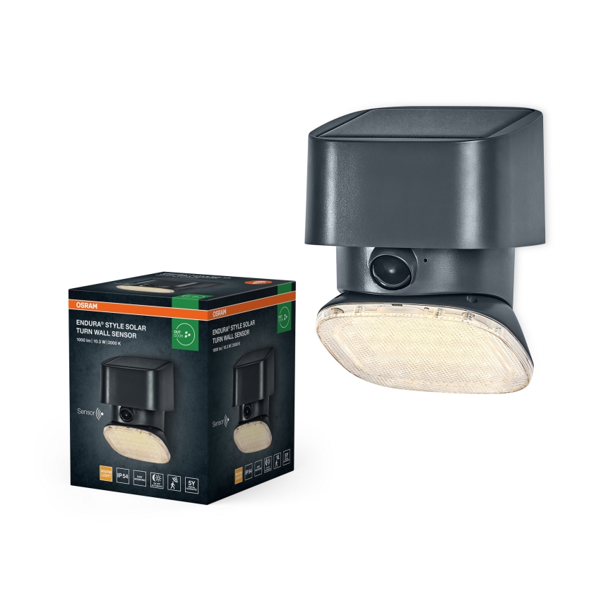 Osram - LED solarna stenska svetilka s senzorjem ENDURA STYLE LED/10,3W/4,2V 2000 mAh IP54 antracit